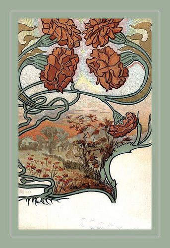 Africa | Flickr - Photo Sharing! January Art, Art Nouveau Flowers, Art Nouveau Poster, Leaves Art, Wool Embroidery, Postcard Art, Red Leaves, French Art, Native Plants