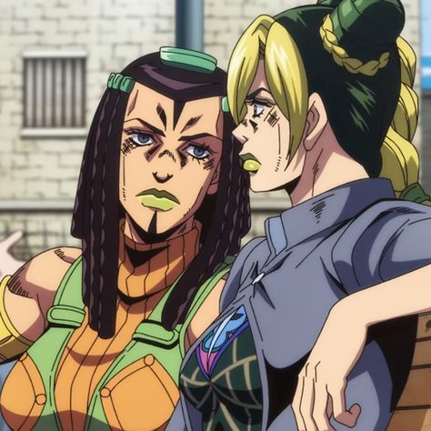 Jolyne X Ermes Jojo, Jolyne Ermes And Ff, Hermes And Jolyne, Jolyne X Hermes, Hermes Jojo, Jojo Jolyne, Hermes Costello, Jolyne Kujo, Green Gang