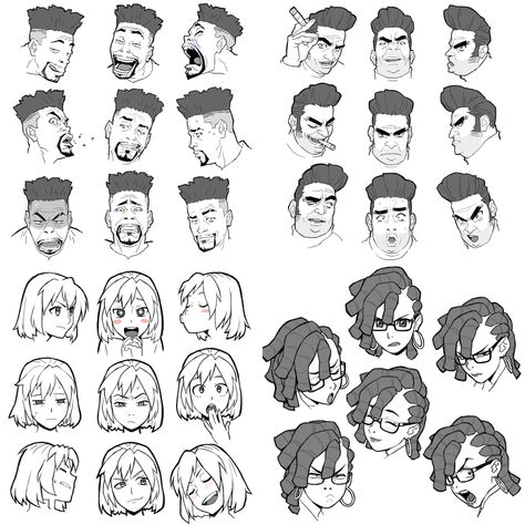 Character Facial Expressions, Character Expression Sheet, Seung Eun Kim, Boondocks Art, Boondocks Drawings, Expression Sheet, The Boondocks, Inspiring Illustration, Drawing Face Expressions