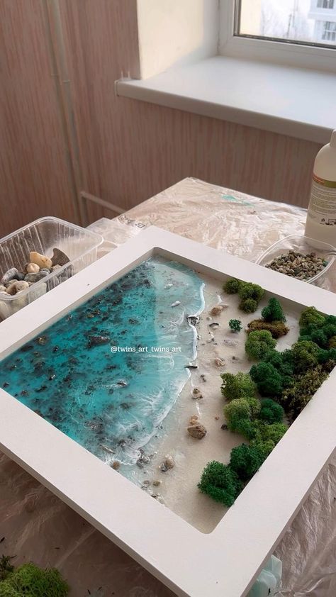 Custom 3 D ocean wall art | on instagram @twins_art_twins_art in 2022 | Epoxy resin art, Diy resin art, Resin art 3d Beach Art, Resin Art Diy, Ocean Diorama, Seni Resin, Desain Buklet, Art Journal Cover, Resin Art Painting, Epoxy Resin Wood, Epoxy Resin Crafts