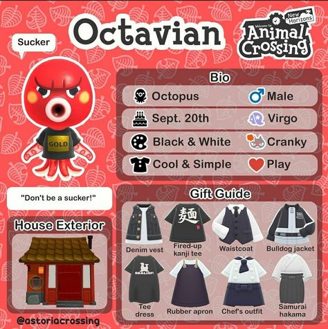 Villager Gift Guide Acnh, Octavian Acnh, Acnh Octavian, Hazel Animal Crossing, Octavian Animal Crossing, Acnh Notebook, Acnh Amiibo, Acnh Guide, Acnh Villagers