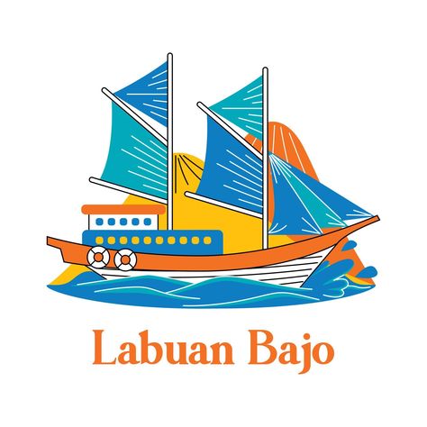 Labuan Bajo in flat design style Labuan Bajo, Doodle Vector, Labuan, Komodo, Psd Files, Flat Design, Design Style, Vector Art, Stock Vector