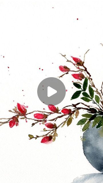 Prachi on Instagram: "#ikebana - step by step tutorial on youtube@colormewater
.
.
.
.

 #artwork  #drawing #looseflorals #watercolorflorals #watercolordrawing #watercolorflowers #watercolorsketch #poppies#aquarelle #acuarela #acuarelas #pink #flowers #valentines" Watercolor Flowers Tutorial Step By Step, Flowers Valentines, Watercolor Guide, Watercolor Hydrangea, Flowers Paintings, Let's Make Art, Watercolor Blog, Watercolor Flowers Tutorial, Flowers Tutorial