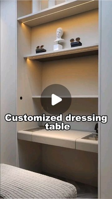 Alead Home Kitchen Cabinets & Closets on Instagram: "Do you like this Customized dressing table? #dressingtables #dressingtable #countertop#cabinets#cabinet#cabinetfactory#chinakitchencabinetfactory#dressingtabledesign #diy#art#love#aleadhome #highendcustom #highendprojects" Closet With Dressing Table, Countertop Cabinets, Modern Dressing Table Designs, Cozy Seating Area, Makeup And Accessories, Artificial Lighting, Dressing Table With Chair, Creative Storage Solutions, Dressing Table Design