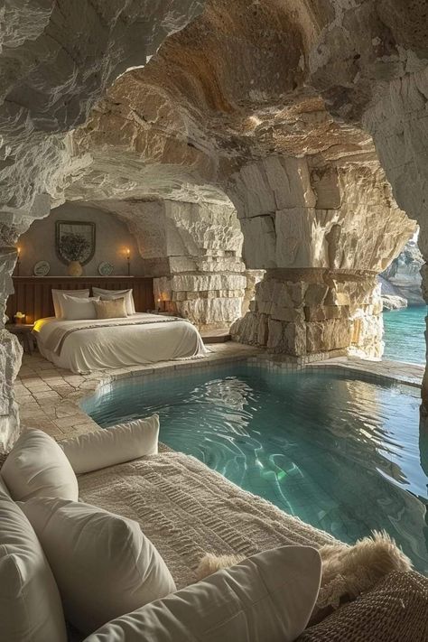 Futuristic Room, Underground Pool, Awesome Houses, Dream Bedroom Inspiration, Unique Garden Decor, Storybook Homes, Angel Artwork, Color Palette Challenge, Unusual Homes