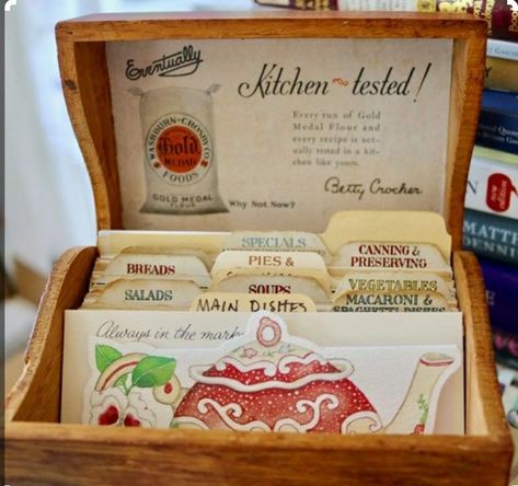 Recipe Card Box, Vintage Recipe Box, Mary Englebreit, Recipe Box Wooden, Susan Branch, Shabby Chic Desk, Shabby Furniture, Shabby Chic Kitchen Decor, Chic Desk