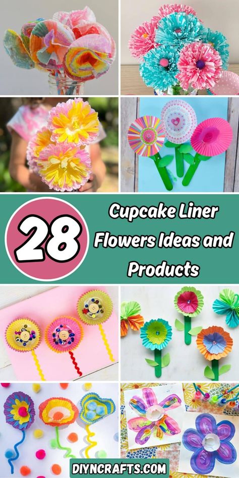 28 Cupcake Liner Flowers Crafts and Projects Cupcake Wrappers Printable, Cupcake Liner Crafts, Cupcake Liner Flowers, Valentine Day Video, Spring Cupcakes, Summer Care, Rose Cupcakes, Playful Decor, Sweet Cupcakes