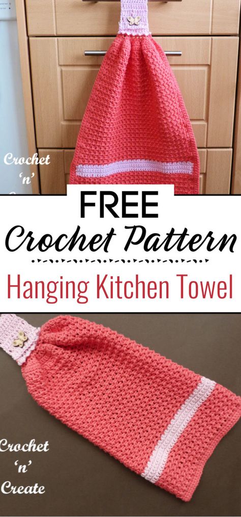 Hanging Kitchen Towel Crochet Pattern, Crochet Hanging Dish Towels Pattern Free, Crochet Hanging Towel Free Pattern, Crochet Kitchen Towels Pattern Free, Crochet Hanging Towel, Crochet Valentines Ideas, Crocheting Stitches, Crochet Towels, Diy Granny Square