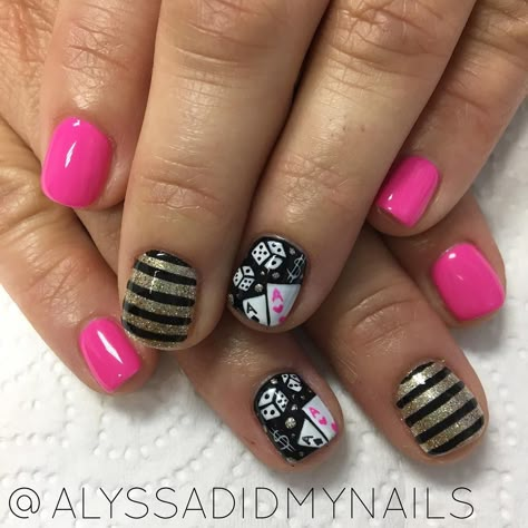 LAS VEGAS #lasvegas #vegasnails #rollthedice #gel #gelmanicure #manicure #freehand #awesomenailart #nailart #nailsdid #bocanailart… Fun Nails For Vegas, Las Vegas Manicure Ideas, Fun Vegas Nails, Poker Nails Design Las Vegas, Las Vegas Nails Ideas Sparkle, Short Vegas Nails, Las Vegas Nail Designs, Vegas Nails Design, Vegas Nail Ideas