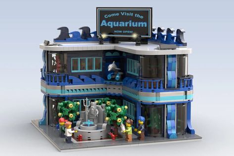 I believe there is a big market out there for aquatic themed LEGO sets geared towards adults. So many people love visiting aquariums and keeping fish ... Lego Aquarium, Japanese Courtyard Garden, Japanese Courtyard, Room Bookshelf, Traditional Japanese Architecture, Lego Inspiration, Lego Animals, Stone Lantern, Fountain Feature