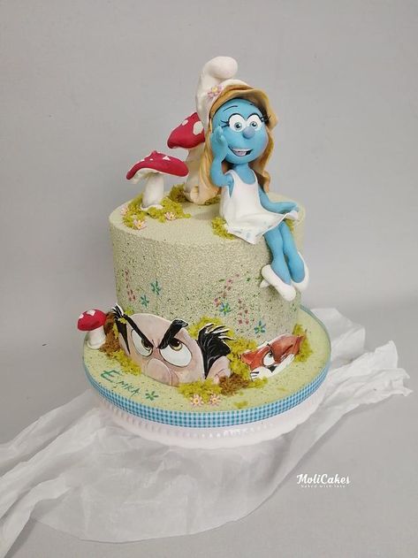 Smurfette Cake, Smurfs Cake, Cake Decorating Flowers, Birthday Cake With Flowers, Childrens Tv, The Smurfs, Bento Cake, Theme Cake, Girl Cake