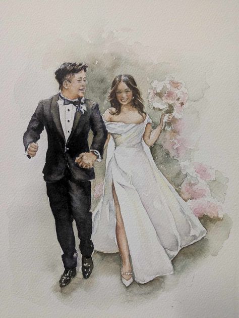 Watercolour Wedding, Watercolor Portrait Painting, Wedding Painting, Couple Painting, Live Painting, Watercolor Portrait, Watercolor Wedding, Watercolor Portraits, Portrait Painting