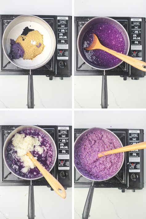 Ube Biko, Sticky Rice Cake Recipe, Biko Recipe, Ube Halaya, Sticky Rice Cake, Ube Recipes, Sweet Sticky Rice, Filipino Dessert, Rice Cake Recipes