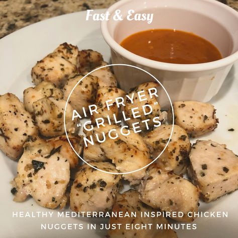 Air Fryer "Grilled" Chicken Nuggets Air Fryer Grilled Chicken, Grilled Chicken Nuggets, Air Fried Chicken Nuggets, Air Fryer Recipes Meat, Air Fryer Recipes Low Carb, Air Fryer Recipes Breakfast, Low Card, Nuggets Recipe, Air Fried Chicken