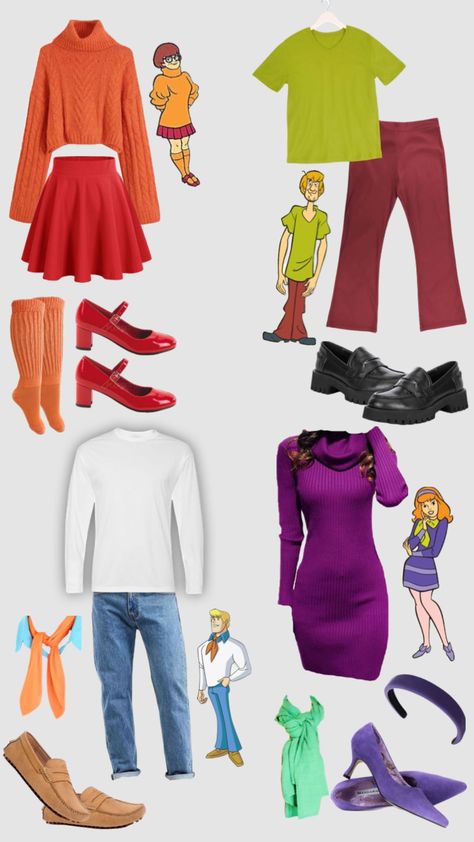 Fred And Daphne Costume, Scooby Doo Diy Costume, Scooby Doo Disfraz, Scooby Doo Characters, Shaggy Costume, Velma Shaggy, Scooby Doo Halloween Costumes, Velma Costume, Scooby Doo Costumes