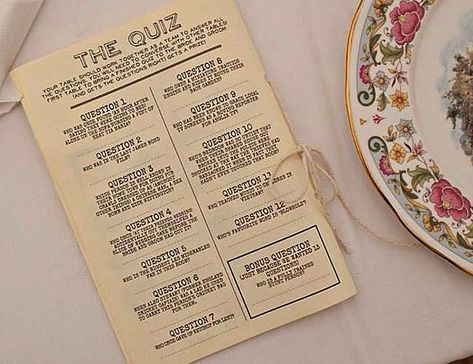 5 Best Wedding Trivia Ideas For Your Reception | Wedding Forward Wedding Trivia Questions, Wedding Fun Facts, Funny Quiz, Fun Wedding Activities, Wedding Quiz, Kim Wedding, Christmas Powerpoint Template, Wedding Mad Libs, Wedding Trivia