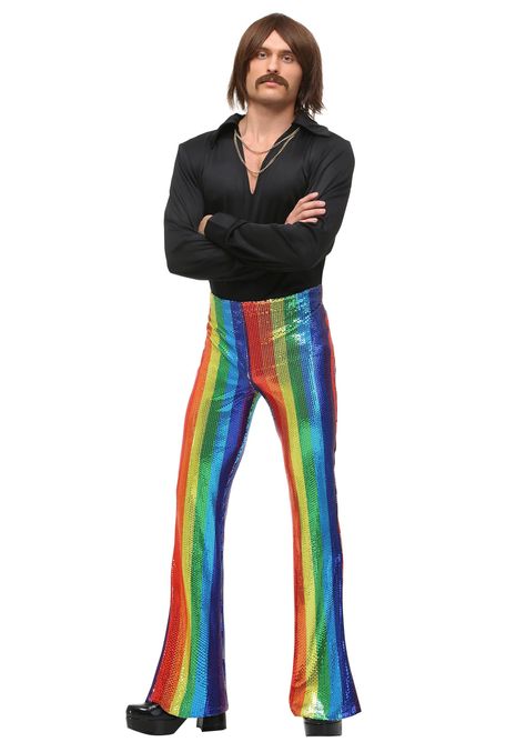 Mens Disco King Plus Size Costume 2X >>> Find out more evaluations of the item by seeing the web link on the photo. (This is an affiliate link). #halloweencostumesformen Fantasia Plus Size, Moda Disco, Disco Party Outfit, Decades Costumes, 70s Fashion Disco, Rainbow Pants, Kawaii Clothes Goth, 70s Costume, Disco Costume