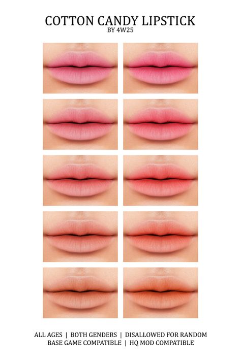 Cotton Candy Lipstick Candy Lipstick, Ts4 Makeup, Cc Makeup, Sims 4 Cas Mods, Cc Sims4, Makeup Cc, Sims 4 Cc Makeup, Sims 4 Game Mods, Sims 4 Cc Skin