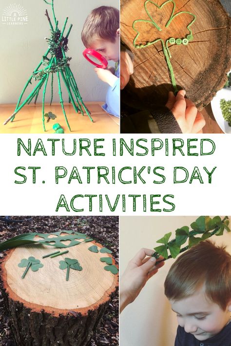 If you are looking for creative St. Patrick's Day activities, look no further. Here are four nature inspired St. Patrick's Day activities to try! St Patricks Day Nature Activities, St Patricks Day Nature Crafts, Waldorf St Patricks Day, H Activities, Shamrock Plant, Junior Ranger, Toddlers Activities, St Patrick's Day Activities, March Crafts