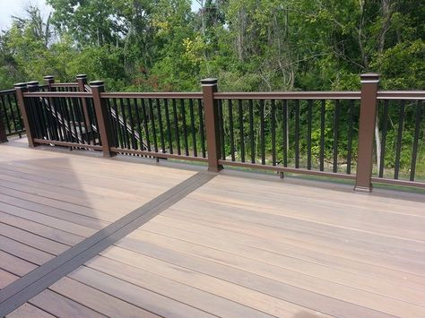 Timber Tech Deck by All Decked Out Timber Tech Deck, Craftsman Front Porch, Deck Design Plans, Curved Deck, Outdoor Stair Railing, Contemporary Deck, Garden Japanese, Deck Flooring, Deck Pictures