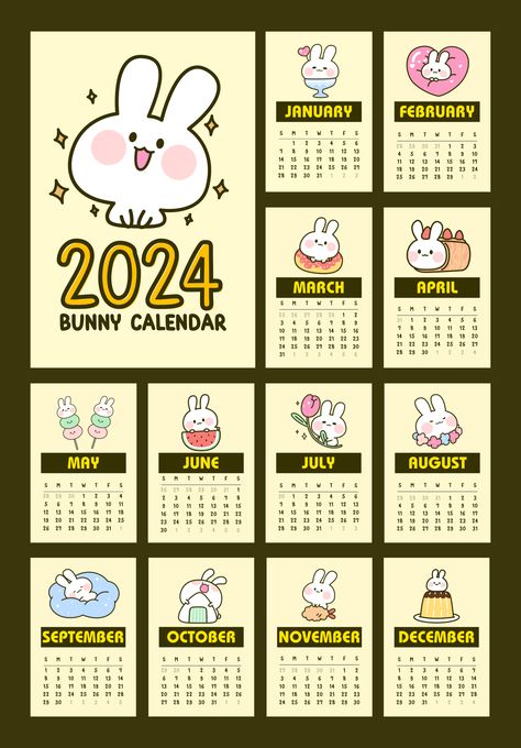 Introducing our Bunny Bliss Calendar! 🐰🗓️ Designed with bunny lovers in mind, this delightful digital calendar is bound to hop right into your heart. Get ready to be enchanted by adorable bunny moments each month! Cute Diy Calendar Ideas, Calander 2024 Design Printable, Cute Calendar 2024, Calendar Design 2024, 2024 Calendar Design, Bunny Calendar, Bunny Digital Art, Cute Calendar Template, Anime Calendar