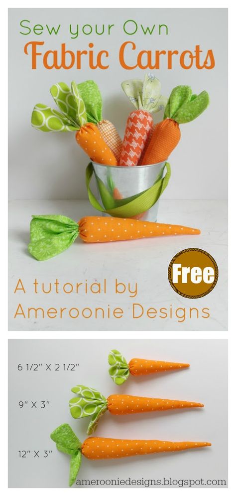 Fabric Carrot Free Sewing Pattern #startsewingfreepattern #easysewingprojects #eastersewingprojects Carrot Craft, Easter Fabric Crafts, Fabric Carrots, Easter Carrots, Easter Fabric, Fabric Sewing Patterns, Spring Easter Crafts, Free Sewing Pattern, Sell Diy