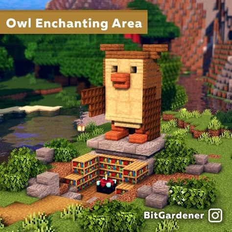 Enchanting Table, Minecraft Statues, Case Minecraft, Minecraft Decoration, Owl Statue, Minecraft Banner Designs, Minecraft Interior Design, Bangunan Minecraft, Minecraft Banners