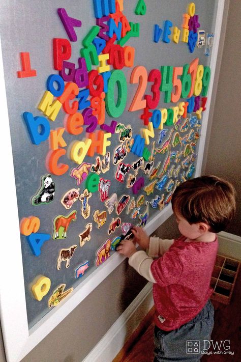 DIY Magnet Wall — Days With Grey Magnetic Wall Ideas Kitchen, Heart Building, Lego Storage Solutions, Playroom Idea, Magnet Wall, Garden School, Family Den, Play Place, Kids Playroom Ideas