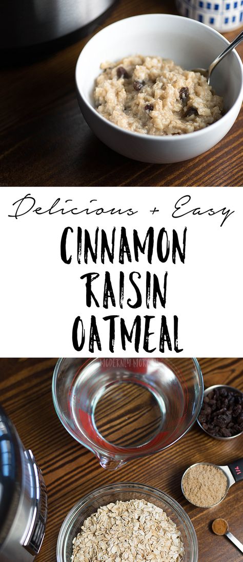 Cinnamon Raisin Oatmeal - A deliciously warm and hearty breakfast, made in a rice cooker! With the perfect amount of cinnamon, brown sugar and raisins Breakfast Ideas Oatmeal, Raisin Oatmeal, Breakfast Oatmeal Recipes, Breakfast Oatmeal, Crockpot Breakfast, Smoothies For Kids, Breakfast Bar Kitchen, Cinnamon Brown, Cinnamon Raisin