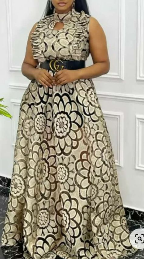 Ankara Dress Styles Long, Long Dress Designs Gowns, Kampala Kaftan Styles For Women, African Attire Dresses, Long African Dresses, 2piece Outfits, Black Dresses Classy, Elegant Outfit Classy, Simple Gowns