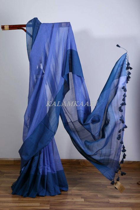 Linen saree with tassel detail Saree Draping On Mannequin, Saree Display Ideas, Saree Advertisement, Saree Shoot Ideas, Saree Display, Clothing Boutique Decor, Saree Shoot, Cotton Saree Designs, Fabric Photography