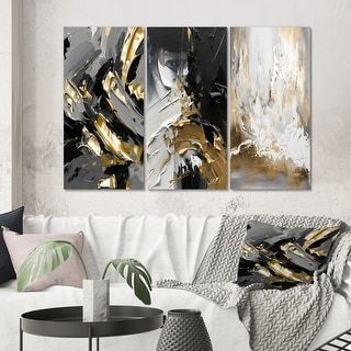 Designart "Seconds Before Euphoria I" Abstract Painting Wall Art Living Room Set of 3 Pieces - Bed Bath & Beyond - 38290568 Abstract Wall Art Living Room, Abstract Waves, Abstract Canvas Wall Art, Abstract Wall Decor, Frame Wall Decor, Wall Art For Sale, Abstract Canvas Art, Wall Art Set, Wall Art Living Room