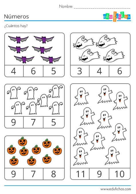 ▷ Fichas de NÚMEROS para Niños. Recursos Educativos Gratis. Halloween Elementary, Bricolage Halloween, Math Patterns, Kindergarten Coloring Pages, Halloween Worksheets, Halloween Crafts For Toddlers, Halloween Arts And Crafts, Toddler Arts And Crafts, Halloween Preschool