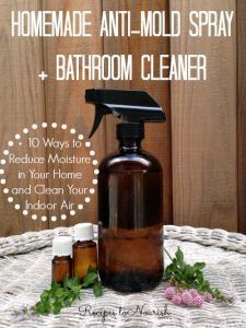 Homemade Anti Mold Spray & Bathroom Cleaner + 10 Ways to Reduce Moisture in Your Home and Clean Your Indoor Air | Recipes to Nourish Natural Bathroom Cleaner, Diy Bathroom Cleaner, Diy Cleaner, Mold Spray, Homemade Toilet Cleaner, Clean Baking Pans, Cleaner Recipes, Deep Cleaning Tips, Homemade Cleaning Products