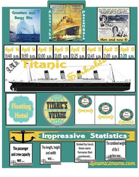 Get this free Titanic lapbook at Dynamic 2 Moms. Titanic Project, Titanic Worksheets Free Printable, Titanic Lesson Ideas, I Survived The Sinking Of The Titanic Activities, Titanic Unit Study, Teaching Us History, Social Studies Notebook, American History Lessons, Titanic History