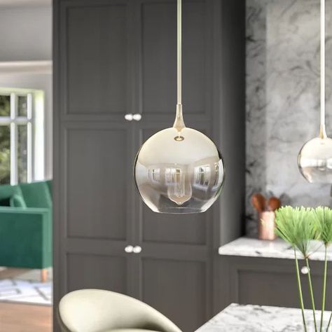 Mercury Row Considine 1-Light Globe Pendant & Reviews | Wayfair.ca Glass Globe Pendant Light, Gold Ombre, Smart Bulb, Ombre Design, Globe Pendant Light, Metal Canopy, Contemporary Pendant Lights, Glass Ceiling Lights, Foyer Pendant