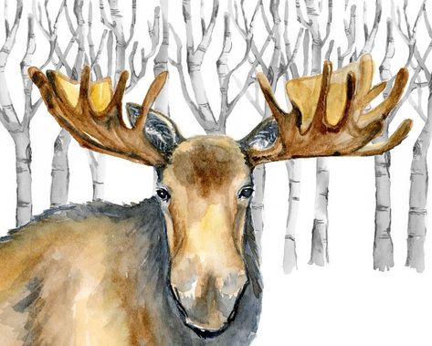 Prints By Elizabeth — Elizabeth O'Brien Art Moose Watercolor, Woodland Watercolor, Watercolor Wall, Watercolor Walls, Watercolor Wall Art, Watercolor Art Prints, Saint Paul, Paintings & Prints, Christmas Art