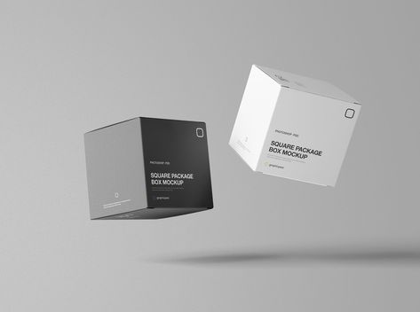 Square Package Box Mockup by Graphic Pear Square Packaging Design, Product Exhibition, Square Packaging, Grow House, Candle Mockup, Modern Packaging, Candle Packaging, Cosmetic Box, Mockup Downloads