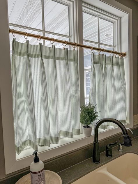 Pleated Ticking Striped Cafe Curtain , Tier Curtain, Kitchen Curtains, Bathroom Curtains , Window Treatments, Farmhouse - Etsy Curtains No Window, Kitchen Shelf Curtains, Over The Sink Window Curtains, Cafe Blinds Kitchen, Half Window Curtains Kitchen, Modern Farmhouse Kitchen Window Curtains, Curtains In Laundry Room, Blinds In Kitchen Window, Curtains Above Kitchen Sink