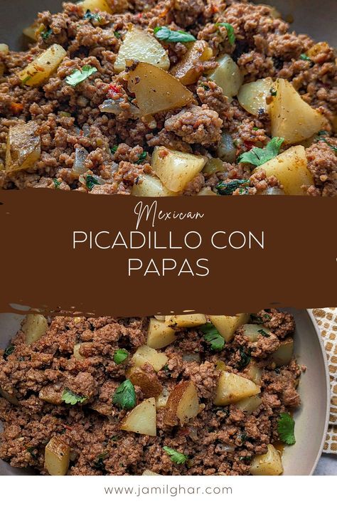 Try Picadillo Con Papas or Mexican Picadillo! Ours takes 30 minutes to make, and it's a perfect filling, or eat it as a main dish with rice and tortillas. Piccadilly Con Papas, Picadillo Con Papas Recipe, Papas Recipe, Mexican Picadillo, Papa Recipe, Latin Recipes, Recipe Mexican, Ground Beef And Potatoes, Cuban Cuisine