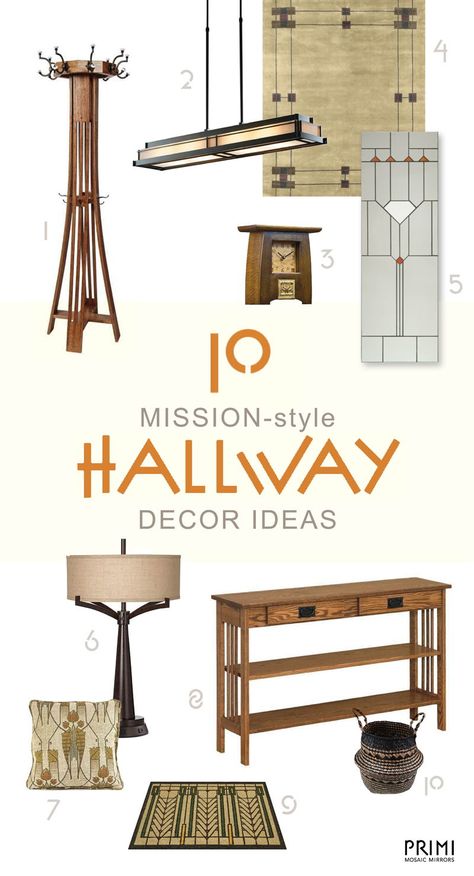 Here's a list of our top 10 Mission-inspired hallway decor ideas to help you bring home that Craftsman charm. Craftsman Style Wall Decor, Craftsman Home Christmas Decor, Mission Style Decorating Living Room, Craftsman Mirror, Craftsman Style Decorating Ideas, Entryway Sitting Area, Craftsman Entryway, Craftsman Foyer, Modern Craftsman Decor