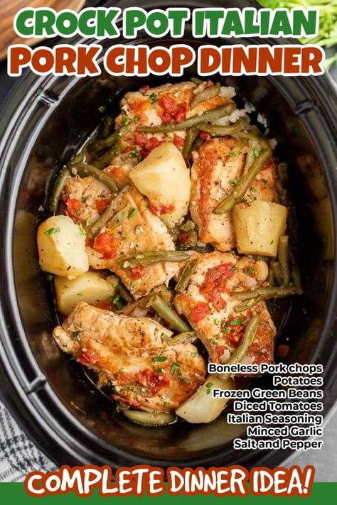 Dash Diet Crock Pot Meals, Crockpot Casseroles, Italian Crockpot Recipes, Italian Pork Chops, Pork Crockpot, Crockpot Italian, Dinner Crockpot, Italian Pork, Crock Pot Pork