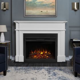 Real Flame Harlan Grand Electric Fireplace White - 8060E-W #fachadasmodernas Surround Fireplace, White Electric Fireplace, Electric Fireplace With Mantel, Best Electric Fireplace, Bedroom Fireplace, Real Flame, Faux Fireplace, Beautiful Rooms, Design Apartment