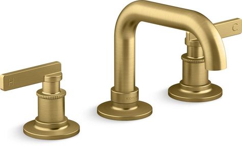 KOHLER Two Handle Widespread Bathroom Sink Faucet in Vibrant® Brushed Moderne Brass Collection Displays, Stainless Kitchen Faucet, Shower Controls, Faucet Repair, Bar Faucets, Bathroom Fan, Clean Sink, Widespread Bathroom Faucet, Kitchen Soap Dispenser