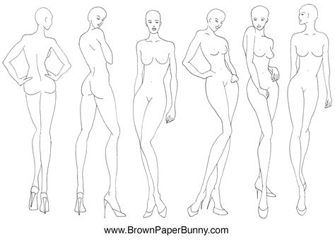 Fashion Illustration Croquis — BrownPaperBunny Cruquius Fashion Illustration, Back Pose Illustration, Fashion Silhouette Illustration, Back Fashion Illustration, Fashion Illustration Back, Fashion Illustration Croquis, Illustration Croquis, Luxurious Gowns, Female Croquis