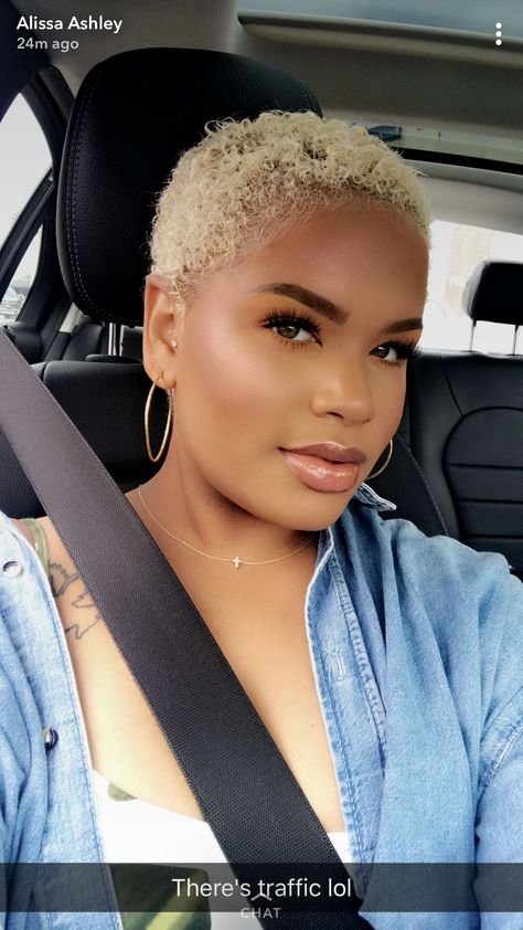 Amber Blonde Hair, Hair Clours, Blonde Hair On Black Women, Blonde Buzzcut, Amber Blonde, Natural Short Cuts, Blonde Twa, Alissa Ashley, Alyssa Ashley