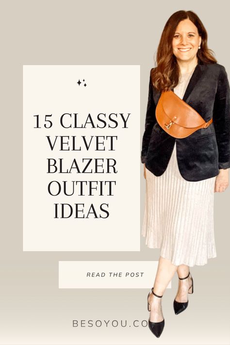 See 15 velvet blazer outfits perfect for party season, work, and elevated casual events. Get inspired to make some classy looks! Outfits With Black Velvet Blazer, How To Wear A Velvet Blazer, Red Velvet Jacket Outfit, How To Style A Velvet Blazer, Brown Velvet Blazer Outfit, Black Velvet Blazer Outfit Women, Black Velvet Jacket Outfit, Velvet Blazer Outfit Women, Blue Velvet Blazer Outfit