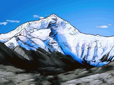 himalayas drawing | how to draw mount everest Mount Everest Drawing, Everest Vbs 2015, Everest Vbs, Everest Mountain, Vacation Bible School Themes, Monte Everest, Mountain Drawing, Church Stage Design, Drawing Cartoon