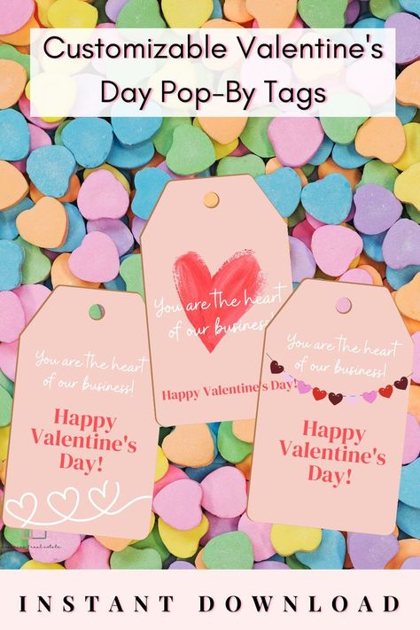 The sweetest Valentine's Day Pop-By or Gift Tag for real estate agents and small business owners alike! Remind your wonderful clients that THEY are truly the heart of your business and attach a sweet treat with your business card to always be remembered. Deliver to your past clients, current clients, your sphere, and to reach out to future clients or your farming area! Realtor Gift Tag, Valentine, Heart of My Business Thank You Tag Heart Small Business Valentines Tags Valentines Tags, Valentine Tags, Business Thank You, Sweet Valentine, Realtor Gifts, Real Estate Tips, Thank You Tags, Small Business Owners, Real Estate Agents