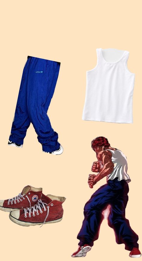 First time, baki gym outfit, #baki #gym Baki Hanma Outfit, Job Uniform, Gym Boys, Guys Fashion Casual, Baki Hanma, Anime Outfit, Art Outfit, Trendy Boy Outfits, Anime Clothes